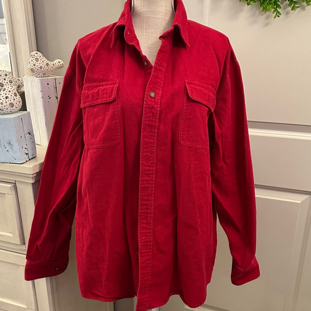 RedHead Size Lg Tall Classic Red Men's Chamois Shirt Well Worn Snuggly Classic